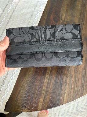 Coach SoHo Black Monogram Signature Jacquard Canvas Wallet